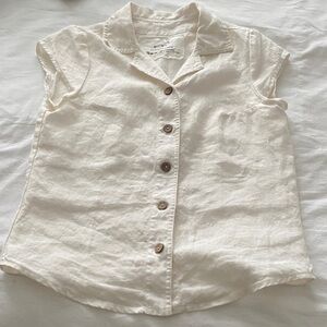 NPL Cresm Linen Cap Sleeve Blouse
